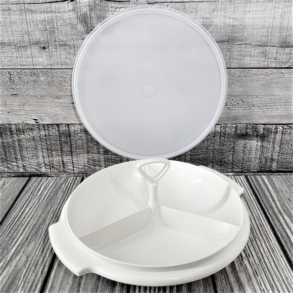 VTG Tupperware Suzette Divided Party Tray Relish Condiment Candy Nut #608 Handle - Picture 1 of 5
